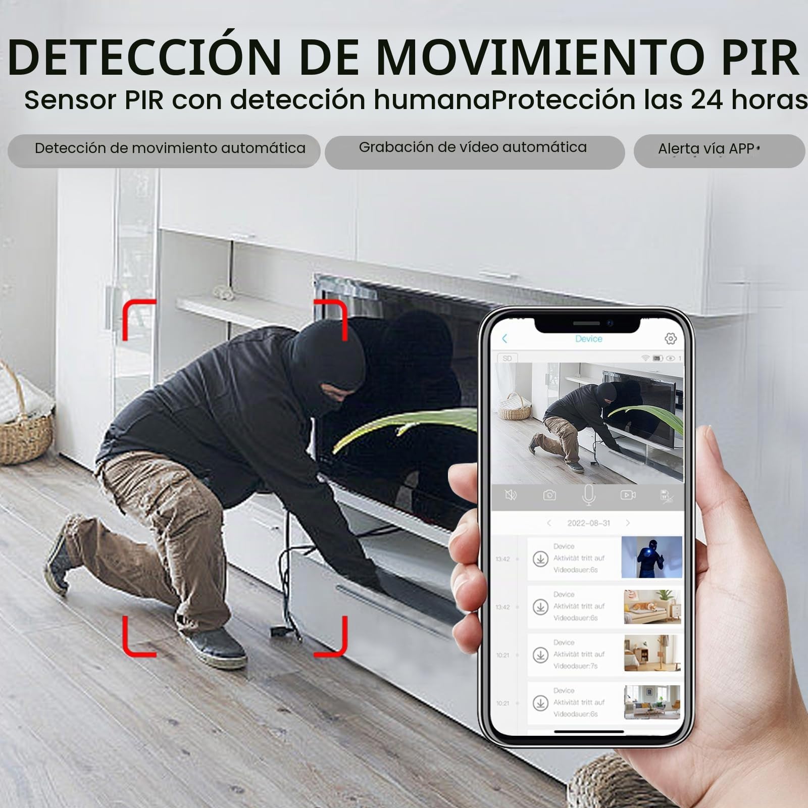 Javiscam Mini cámara WiFi 4K Mini cámara de vigilancia inalámbrica para interior/exterior con grabación larga baterías con mini detección movimiento visión nocturna