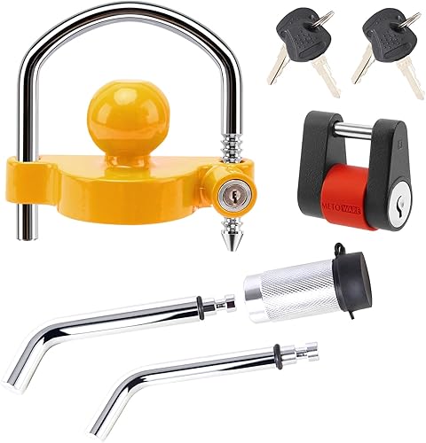 Kit de bloqueo de receptor de remolque con llave igual, bloqueo de enganche de pasador doblado doble de 12 pulgadas y 58 pulgadas de diámetro,