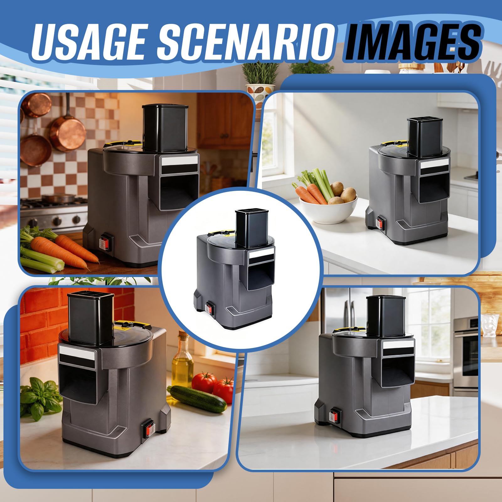 Cortadora EléCtrica Multifuncional De Verduras De 100w Cortadora De Frutas Profesional Con 4 Cuchillas De Acero Inoxidable Para Patatas Zanahorias Cebollas Y Pepinos