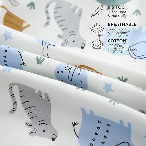 Miniatura 6 de Mosebears Saco de dormir para bebé con cremallera de 2 vías, saco de dormir de algodón de 0.5 TOG unisex (paquete de 2, L (12-18 meses))