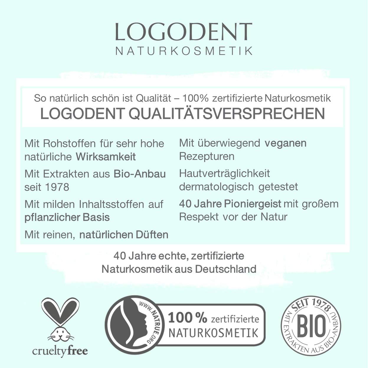 LOGODENT Gel de Menthe Bio sans additifs de fluorure synthétiques, végétalien, 3 x 50 ML