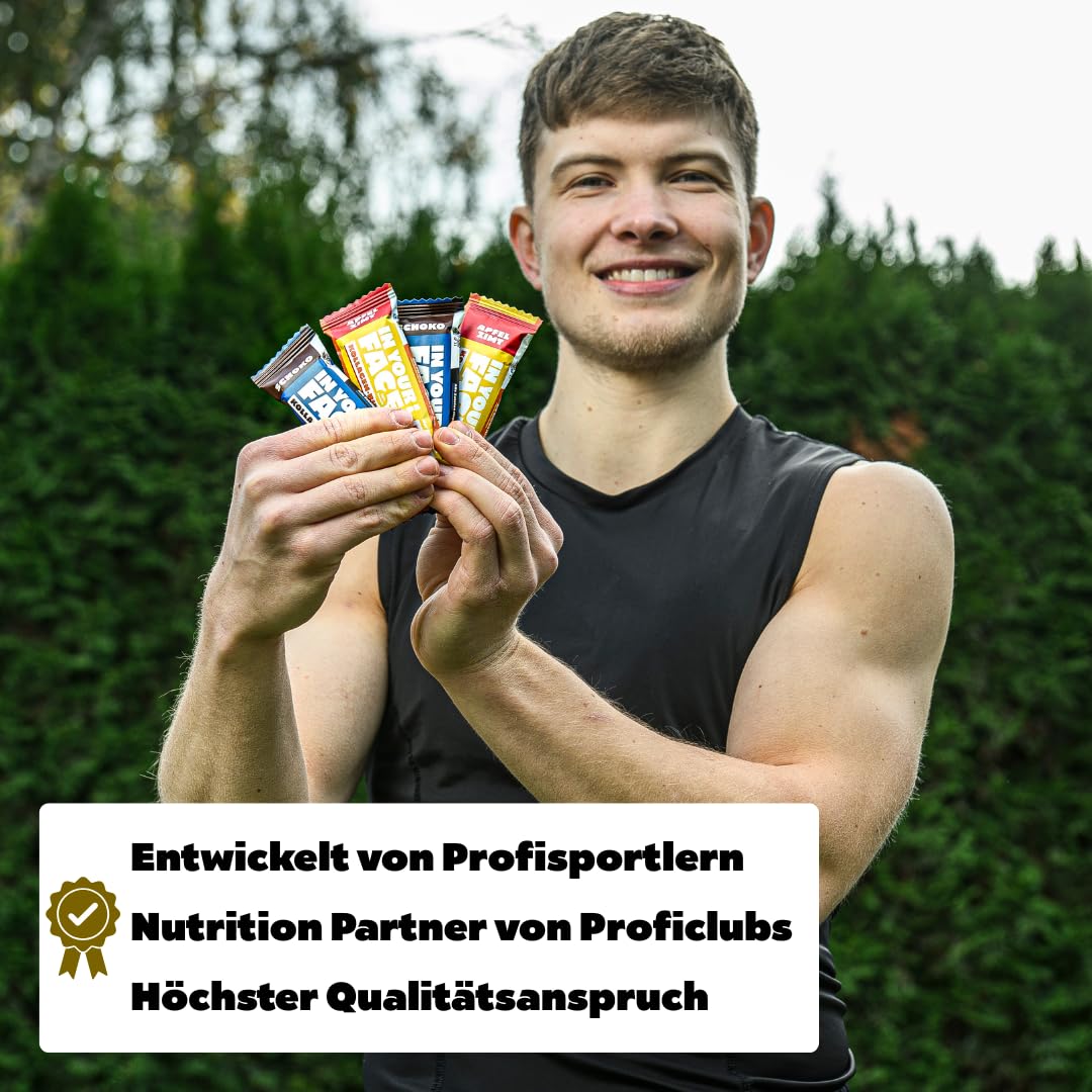 Kollagen Riegel 12er Box – Aus 100% Natürlichen Zutaten, Gesüßt Mit Datteln – Ohne Zusatz- & Süßstoffe – Gesunder Snack, Paleo & Clean Eating – 6x Schoko & 6x Apfel-Zimt – IN YOUR FACE FOODS