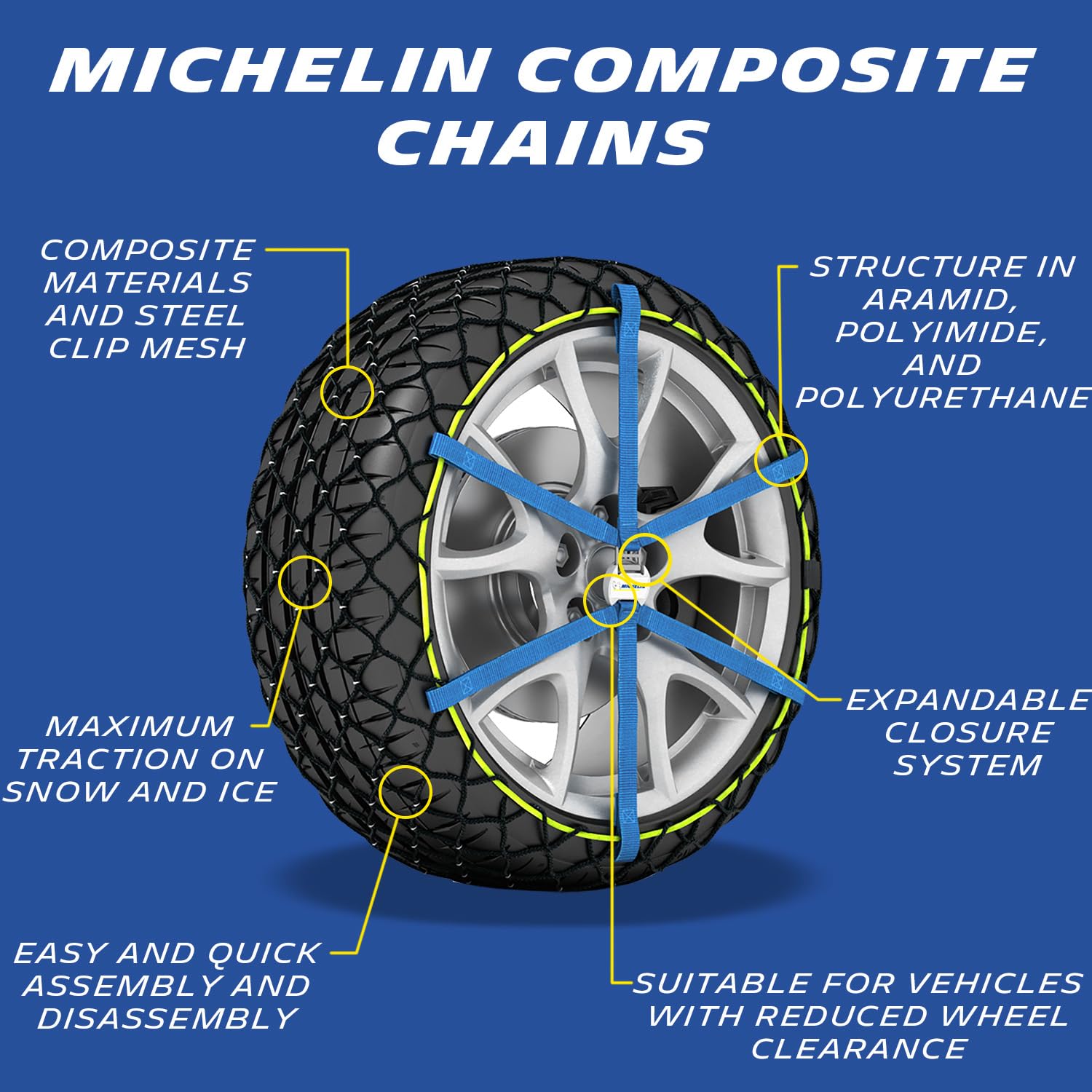 MICHELIN Easy Grip EVOLUTION 19 tekstylny łańcuch śniegowy do samochodu, 2 sztuki, bardzo wydajny, łatwy w obsłudze