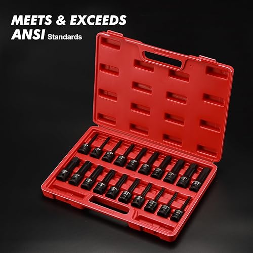 Miniatura 7 de CASOMAN Juego de brocas hexagonales de impacto Drive Master de 1/2 pulgada, destornillador hexagonal, SAE/métrico, 1/4" - 3/4", 0.236 in - 0.748 in,