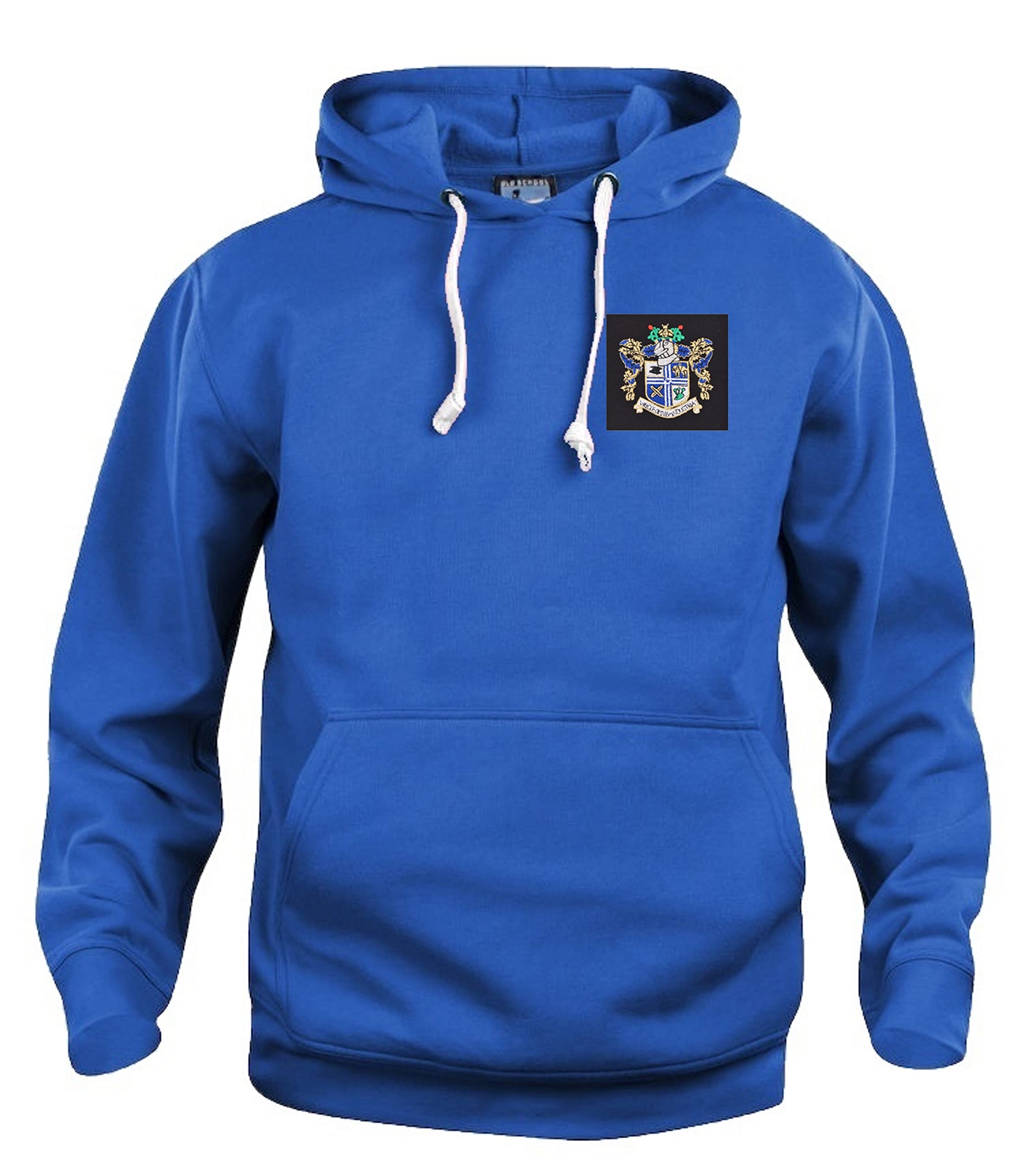 Bury 1960s Retro Football Hoodie Embroidered Logo Royal Blue