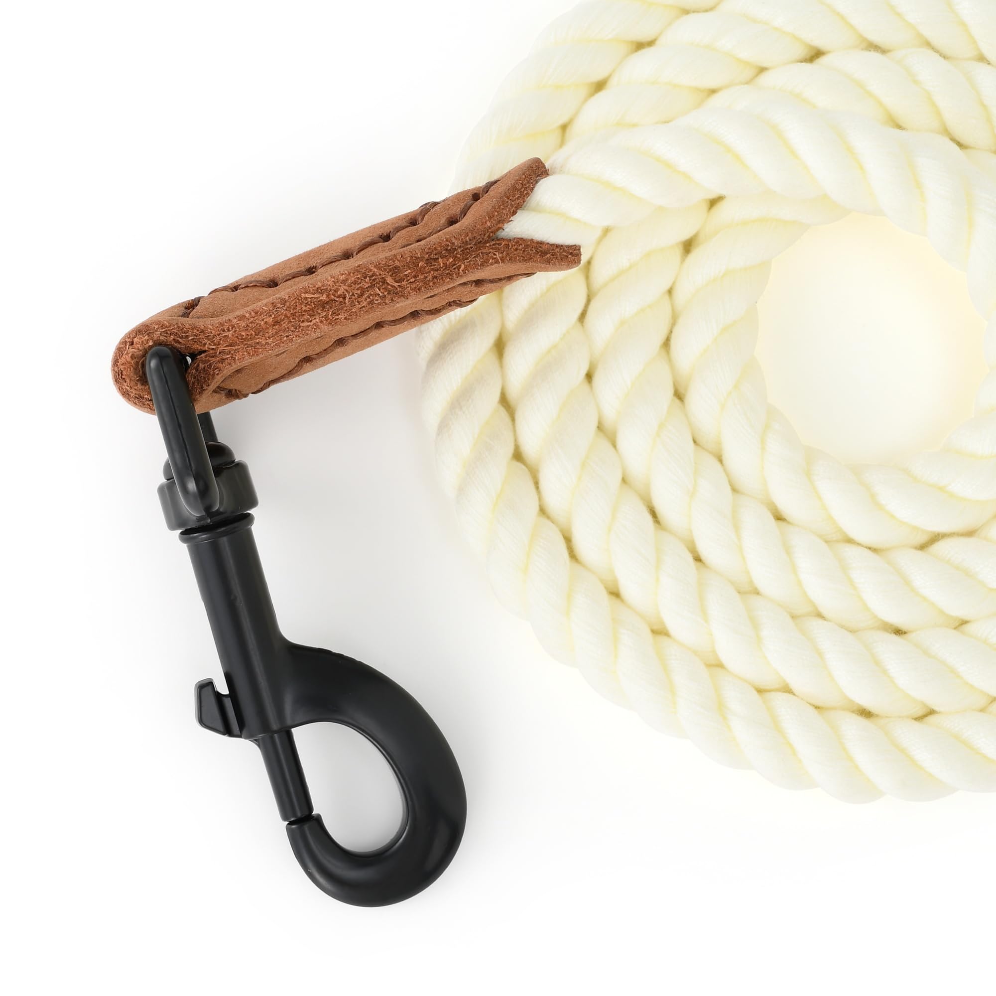 leash Braided Cotton Rope Braided Cotton Rope with Leather Tailor Tip, Heavy Duty Metal Clasp, 4FT, 1/2" Thick, Wedding - Image 3