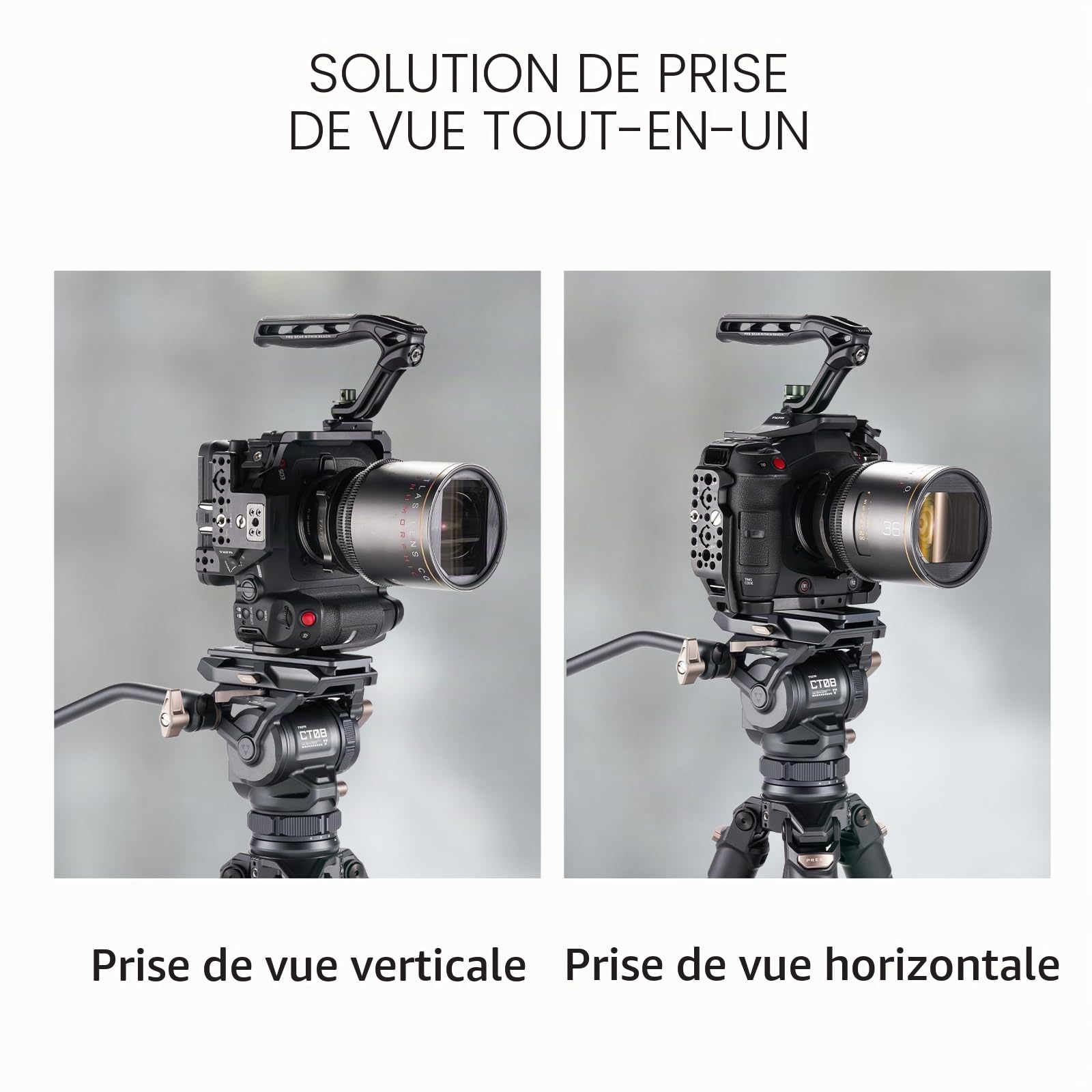 Tilta C80 Cage, Kit de Base pour Cage à Caméra Compatible avec la C80 avec Plaque Supérieure, Bras Latéraux, Fixation pour Rail NATO, Pince pour Câble HDMI ES-T25-A