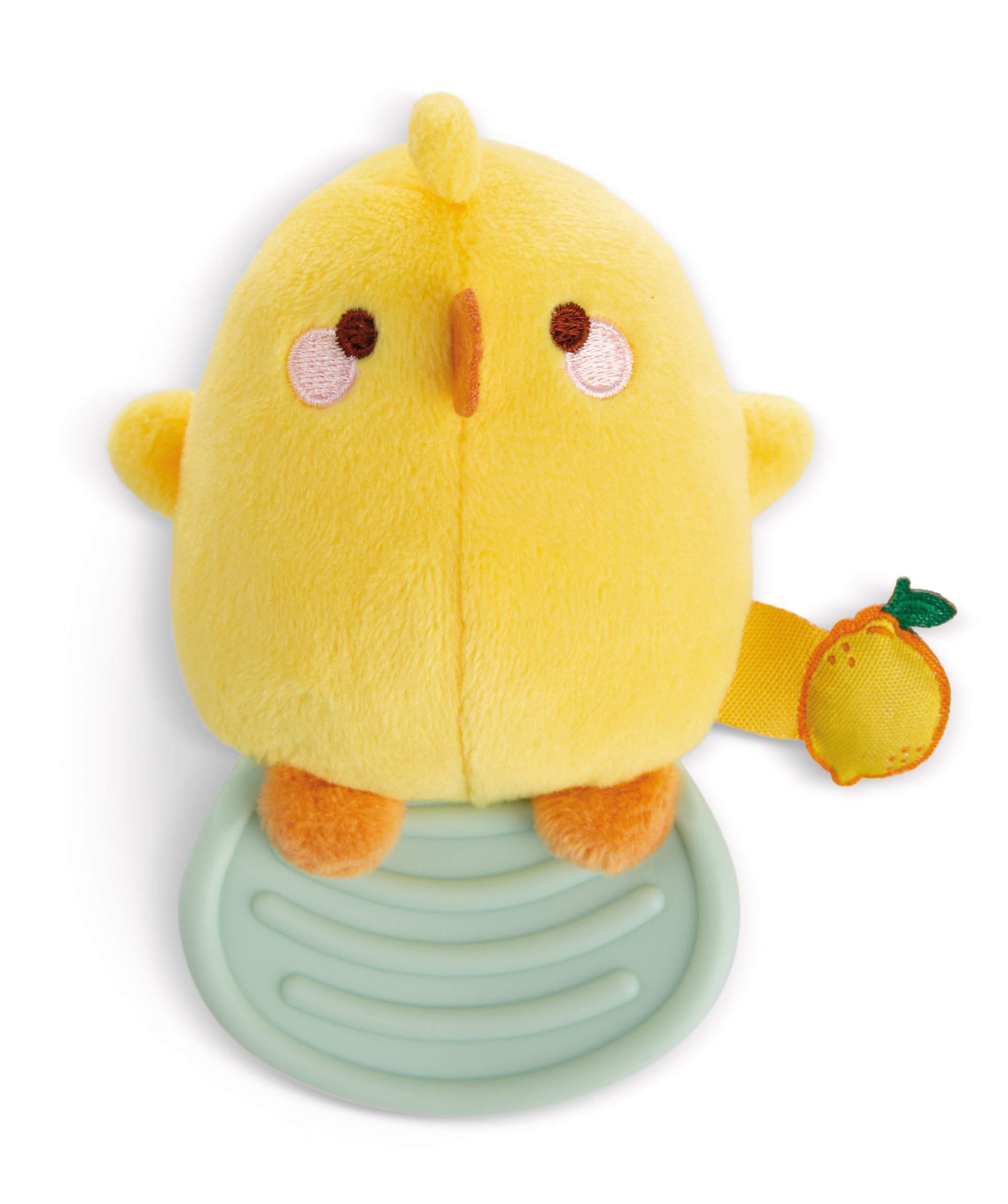 NICI 49478 Teether Piu 10cm Yellow-Cuddly Toy for Babies and Toddlers to Grab, Cuddle, Discover and Fall Asleep