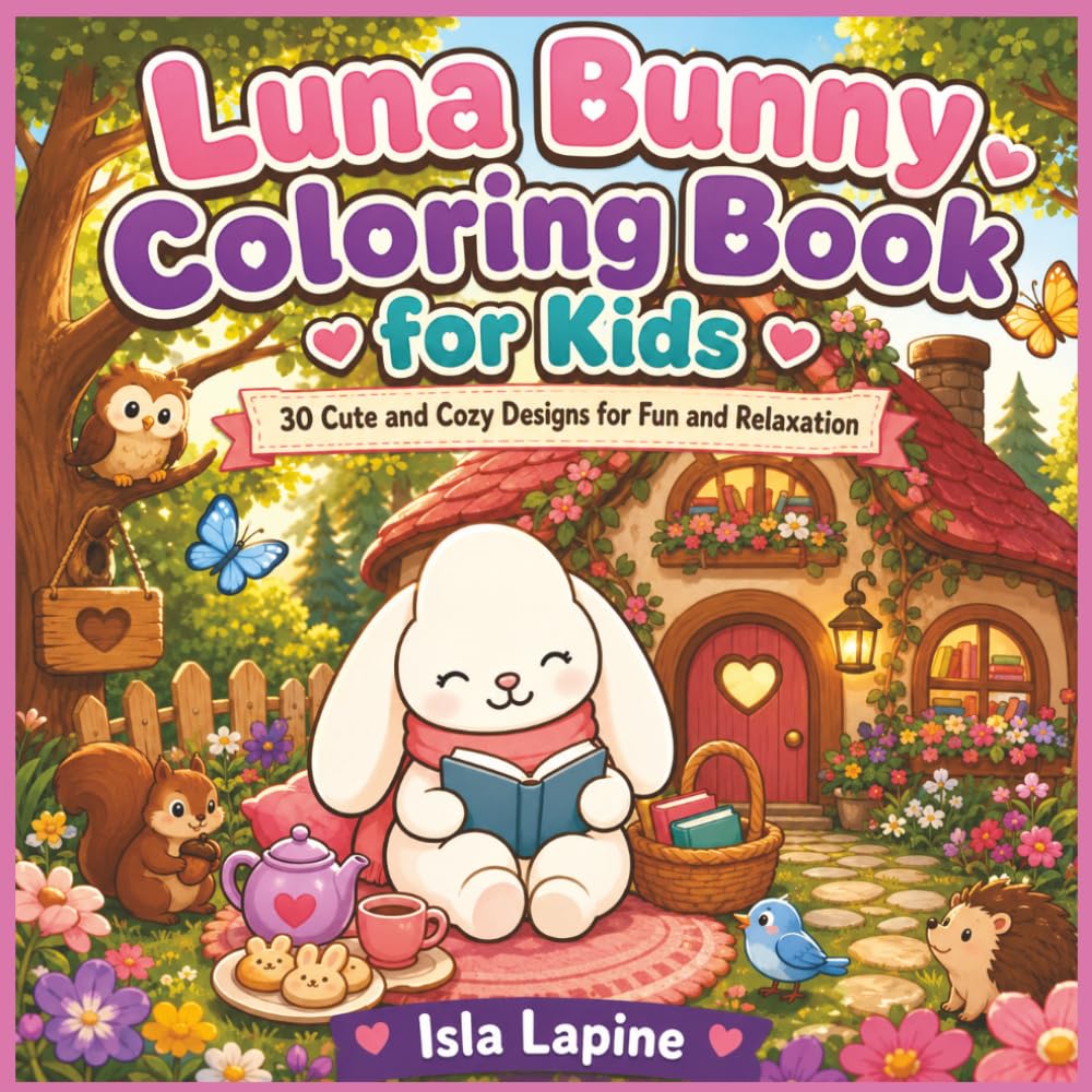 Luna Bunny Coloring Book for Kids: 30 Cute and Cozy Designs for Fun and Relaxation