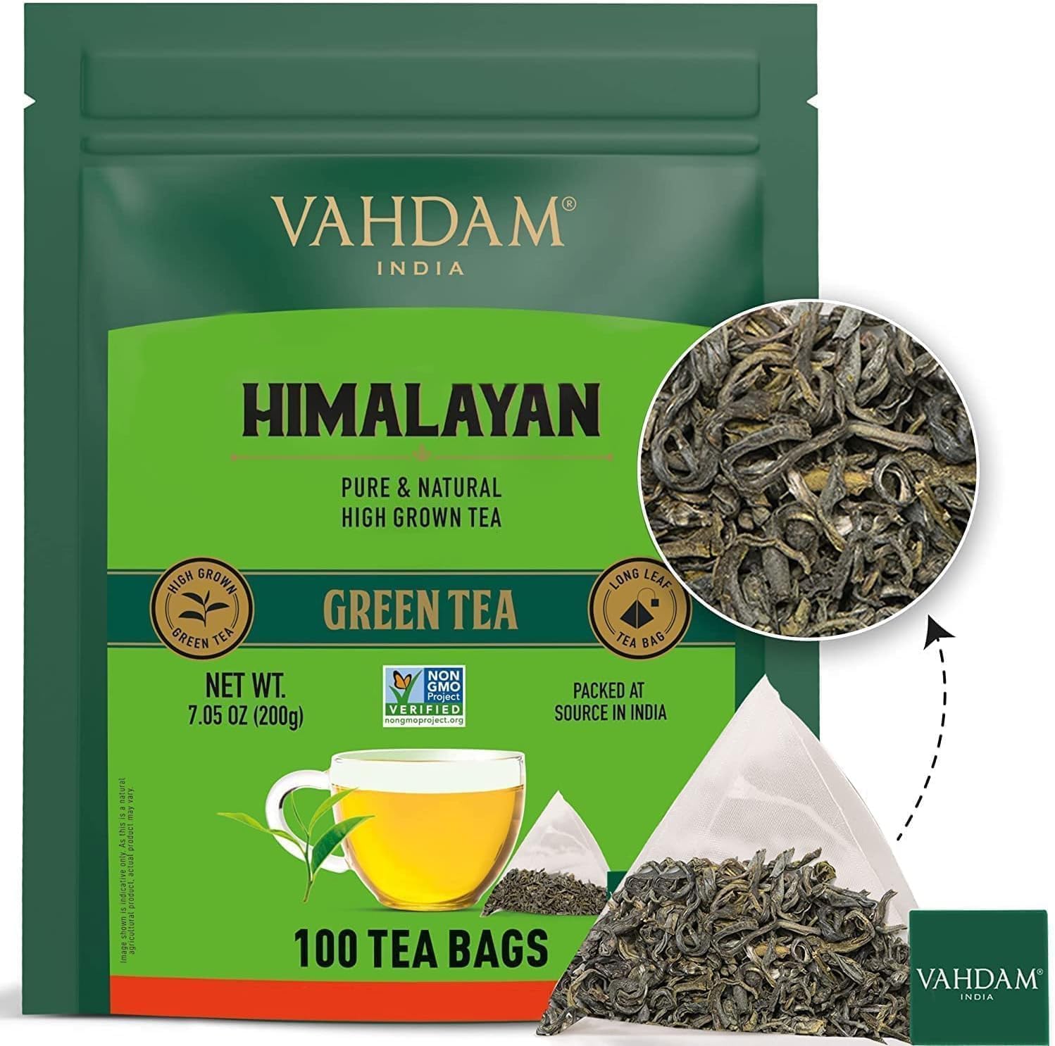VAHDAM, Green Tea Leaves from Himalayas (100 Green Tea Bags) Non GMO