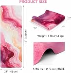 MicaYoungTravel Tapis de yoga pliable Suede, Tapis de fitness durable résistant aux déchirures, Sac de rangement inclus pour l'entraînement d'exercice de Pilates de Yoga, 0.06 15 mm d'épaisseur, 72 x 24 Inch/183 x 61 cm, 3lb/1,4kg