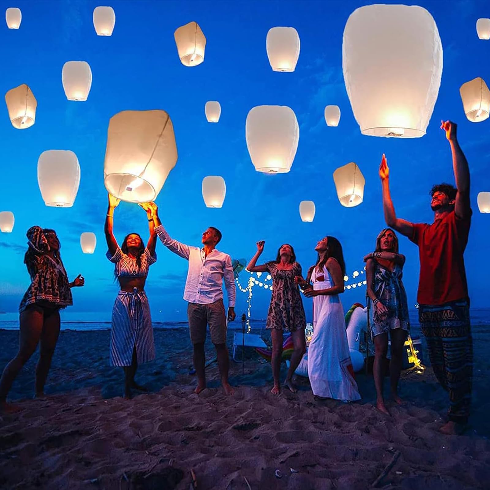 Farolillos chinos del cielo linterna voladora china,papel de linterna de papel puramente hecha a mano para fiestas de bodas, festivales de cumpleaños, Navidad y Año Nuevo (20 piezas)