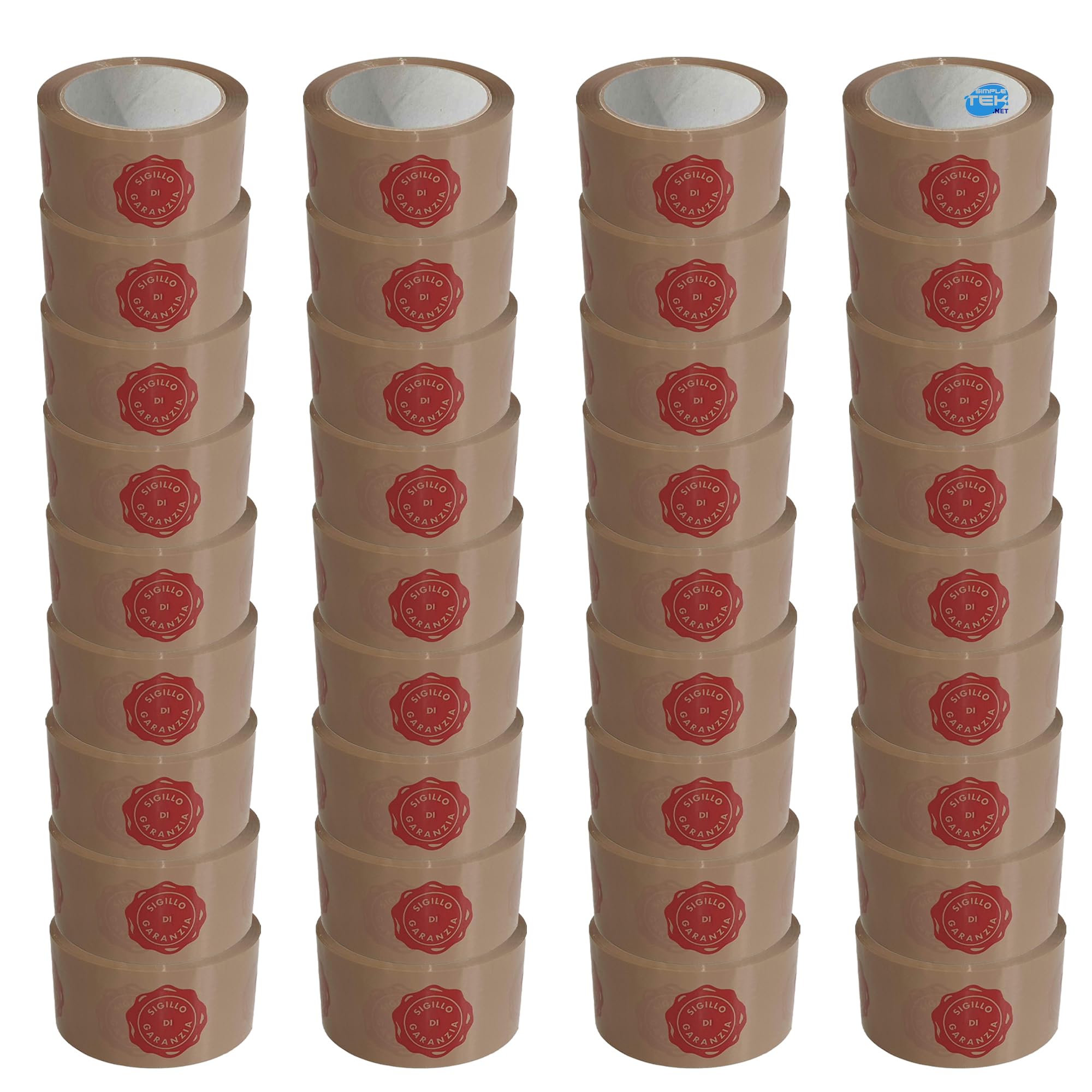 SIMPLETEK - 36 rollos de cinta adhesiva Silent marrón habana con sello de garantía E-Commerce, embalaje, paquetes, mudanzas, 66 metros x 50 mm (36 unidades)