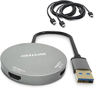 USB 3.0 to Dual HDMI Adapter Docking Station【w/2 Pack 6.6FT HDMI Cable】 HBAVLINK USB to Dual HDMI Splitter for Dual Monitors Extended Display MST Hub for Windows Laptop Desktop MacBook M1 Air Pro Mac