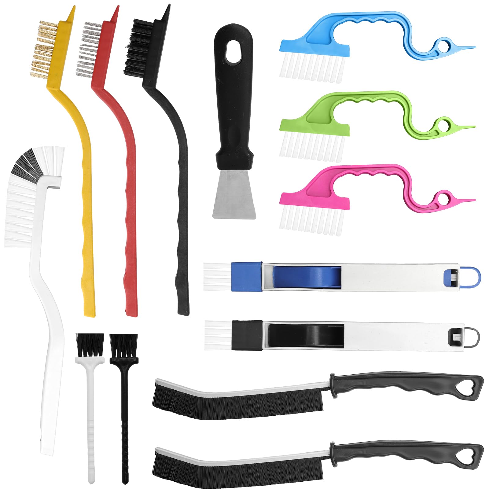 XRVRILE 14 Stück Fugenbürste Bad, Reinigungsbürste Cleaning Brush Bürsten Set Eckenreinigungsbürste,Reinigungsbürsten Eckreinigungsbürste für Küche Badezimmer Fliesen Fugen mit Aufbewahrungstasche