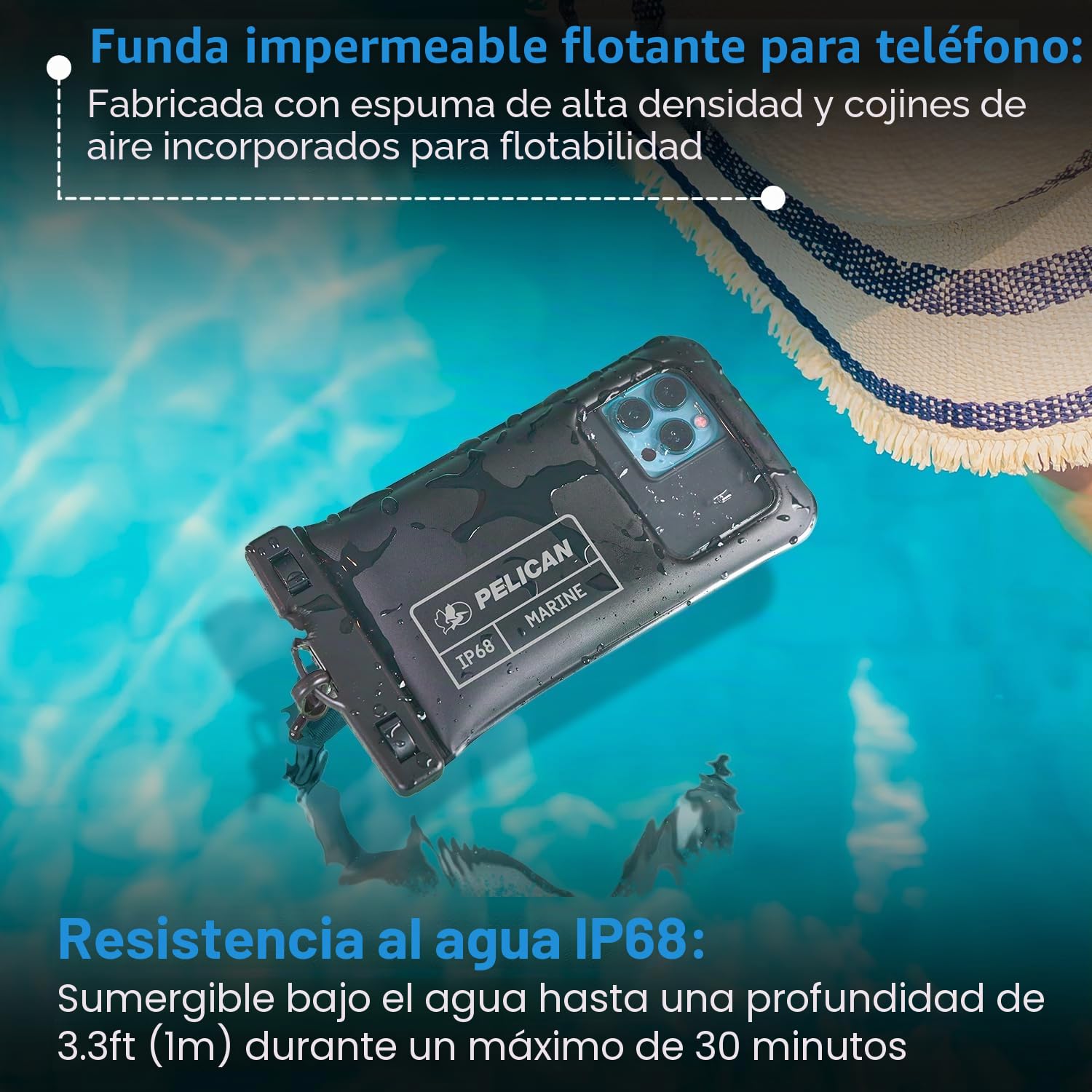 Case-Mate Pelican Marine - Funda Impermeable IP68 (tamaño Regular) - Funda Flotante Impermeable para teléfono