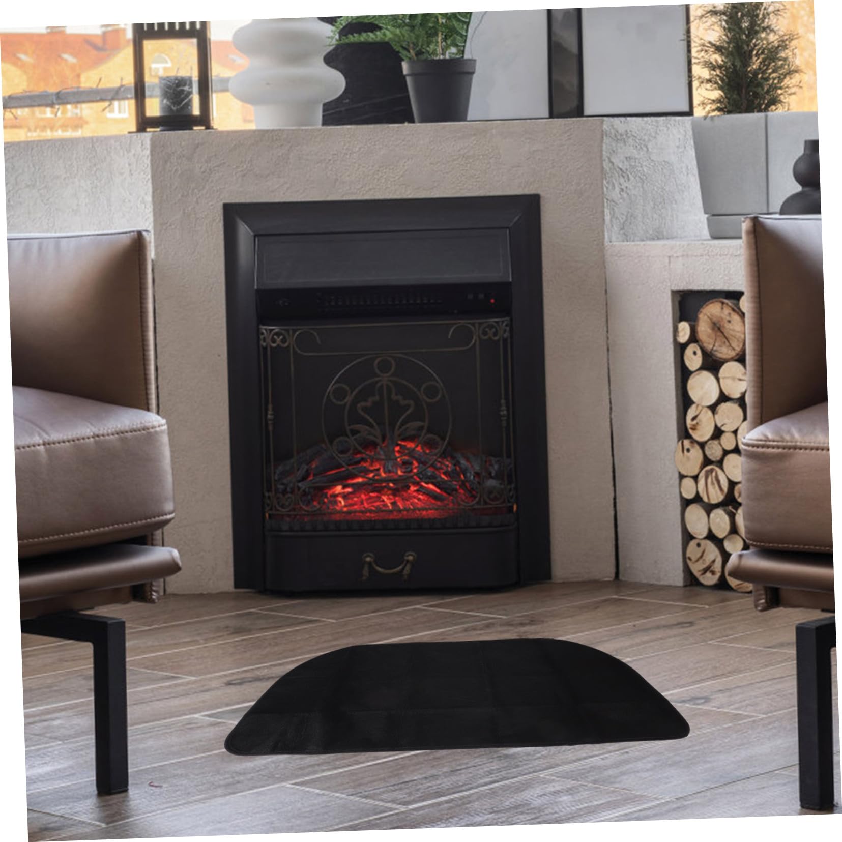MAGICLULU Tappetino per Fireplace Semicircolare Ignifugo in Poliestere e PVC, Protezione Pavimento Resistente alle Alte Temperature per Caminetto e Grigliate