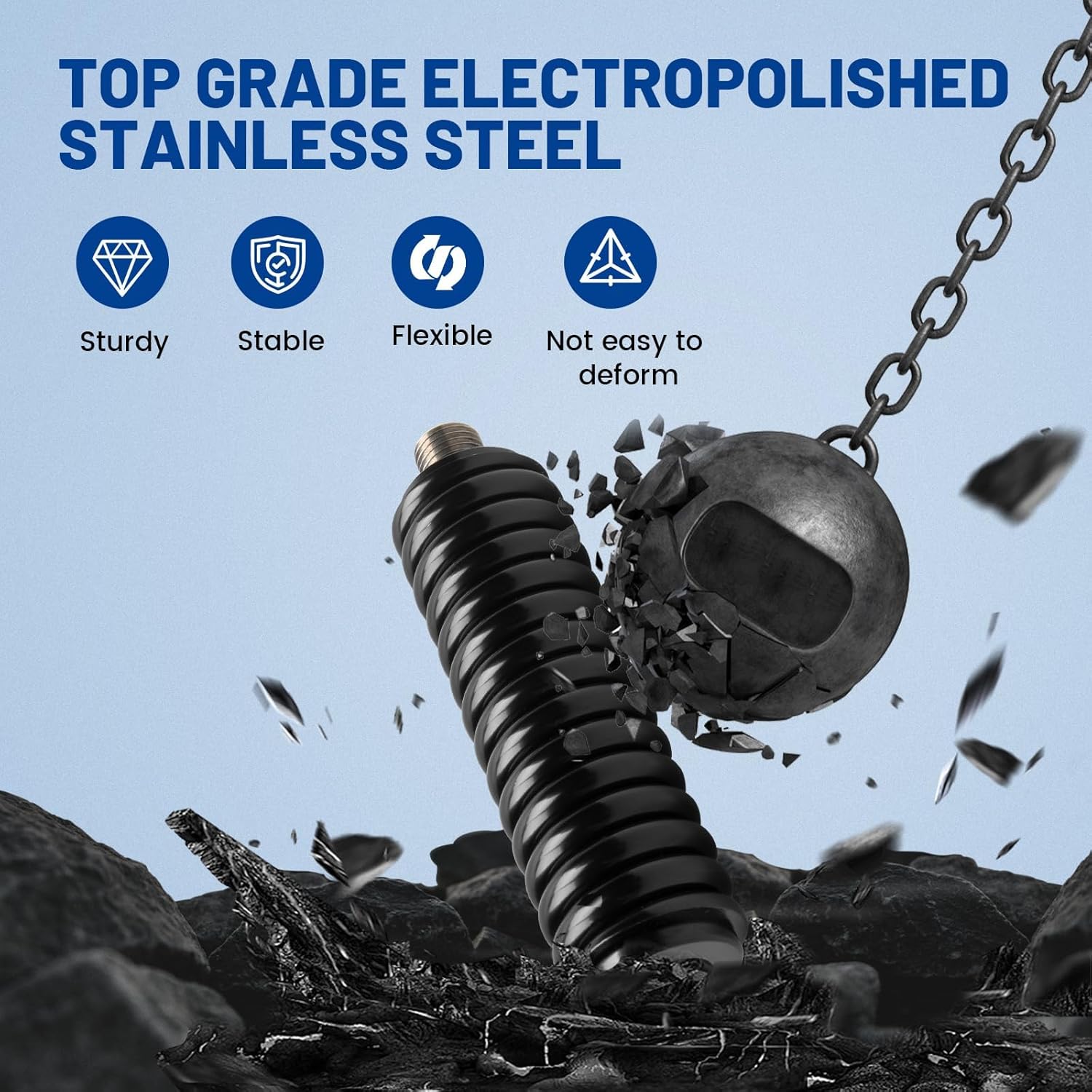 Anina SS-3H CB Antenna Spring 305311SS Stainless Steel Heavy Duty Radio Antenna Base Mount 4pc SMA - UHF FR Coaxial Connector Kit SMA to PL259 SO239 UHF VHF Crimp Coax Adapter for CB Radio