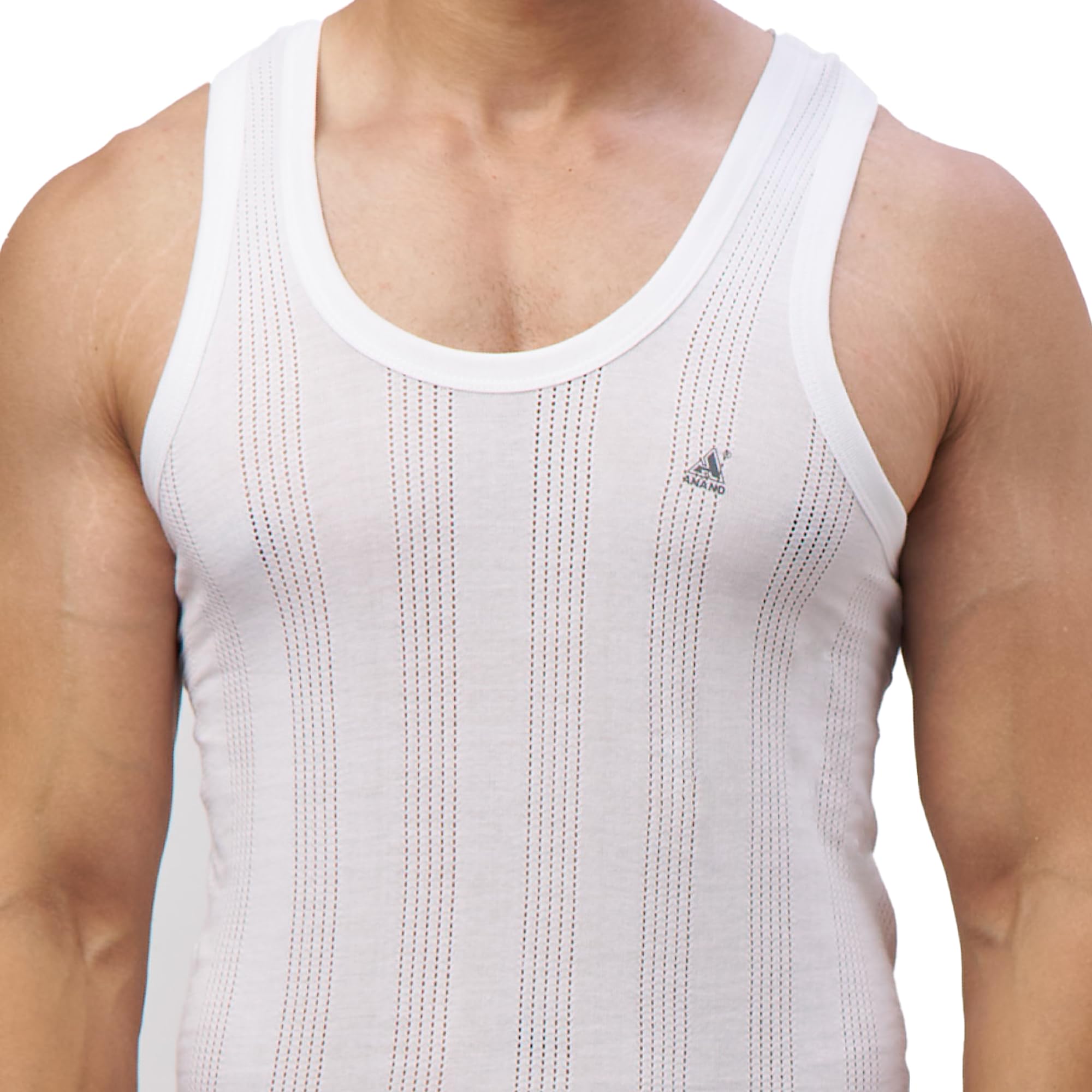 anand AC Special White Round Neck Vest – Premium Patterned Cotton Banian, Soft Texture, Daily Comfort Undershirt-picture-22