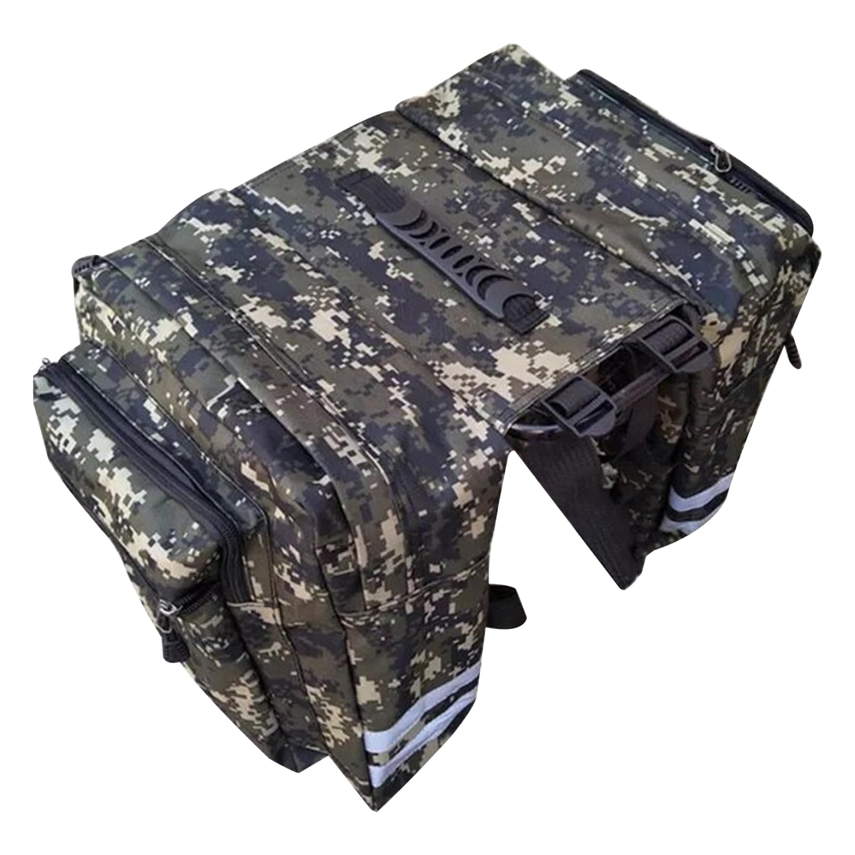 Pesoncarl Bike Saddle Bag, Large Camo Panniers Bike Bags, Protable Rack Bag with Reflective Stripe & Multi Pockets, Saddle Bags for Rear Rack, Trunk for Mountain, sports