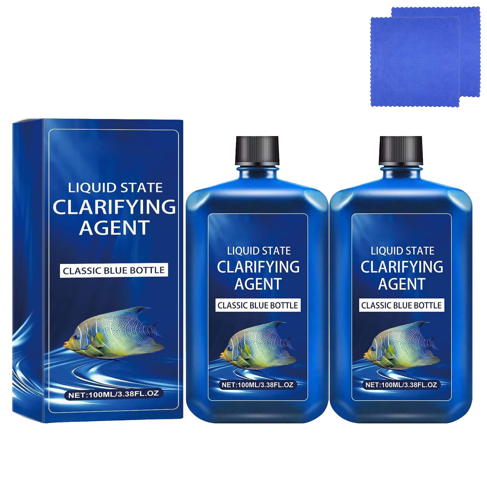 Fast-Acting Aquarium Water Clarifier, Powerful Freshwater Aquarium Water Purification Clarifier, Clears Cloudy Water & Maintains Clear Results, Safe for All Fish & Wildlifea (2Pcs)