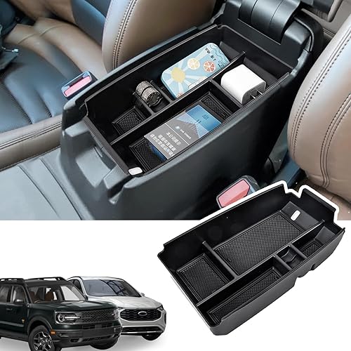 Carwiner Organizador de consola central para Ford Bronco Sport CX430 2020-2025 2020-2025 Ford Escape Tray Caja de almacenamiento, reposabrazos