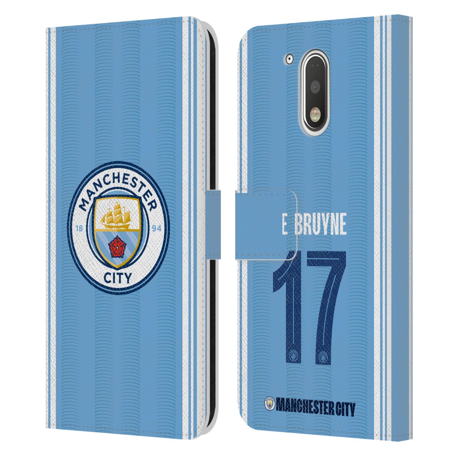 Head Case Designs Officially Licensed Manchester City Man City FC Kevin De Bruyne 2023/24 Players Home Kit Leather Book Wallet Case Cover Compatible with Motorola Moto G41