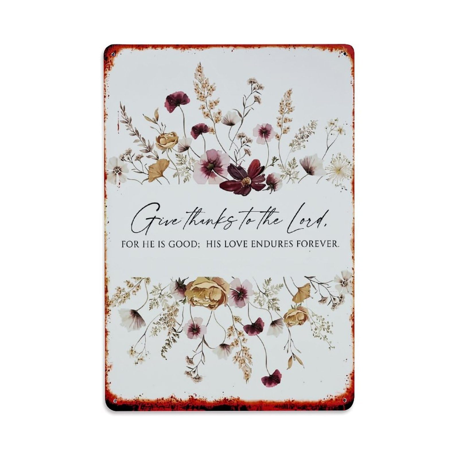 Floral Pattern With Script Text Retro Metal Tin Sign, Vintage Decor Art Poster for Bar, Home, Man Cave, Kitchen, Laundry Room Gift 8x12Inch