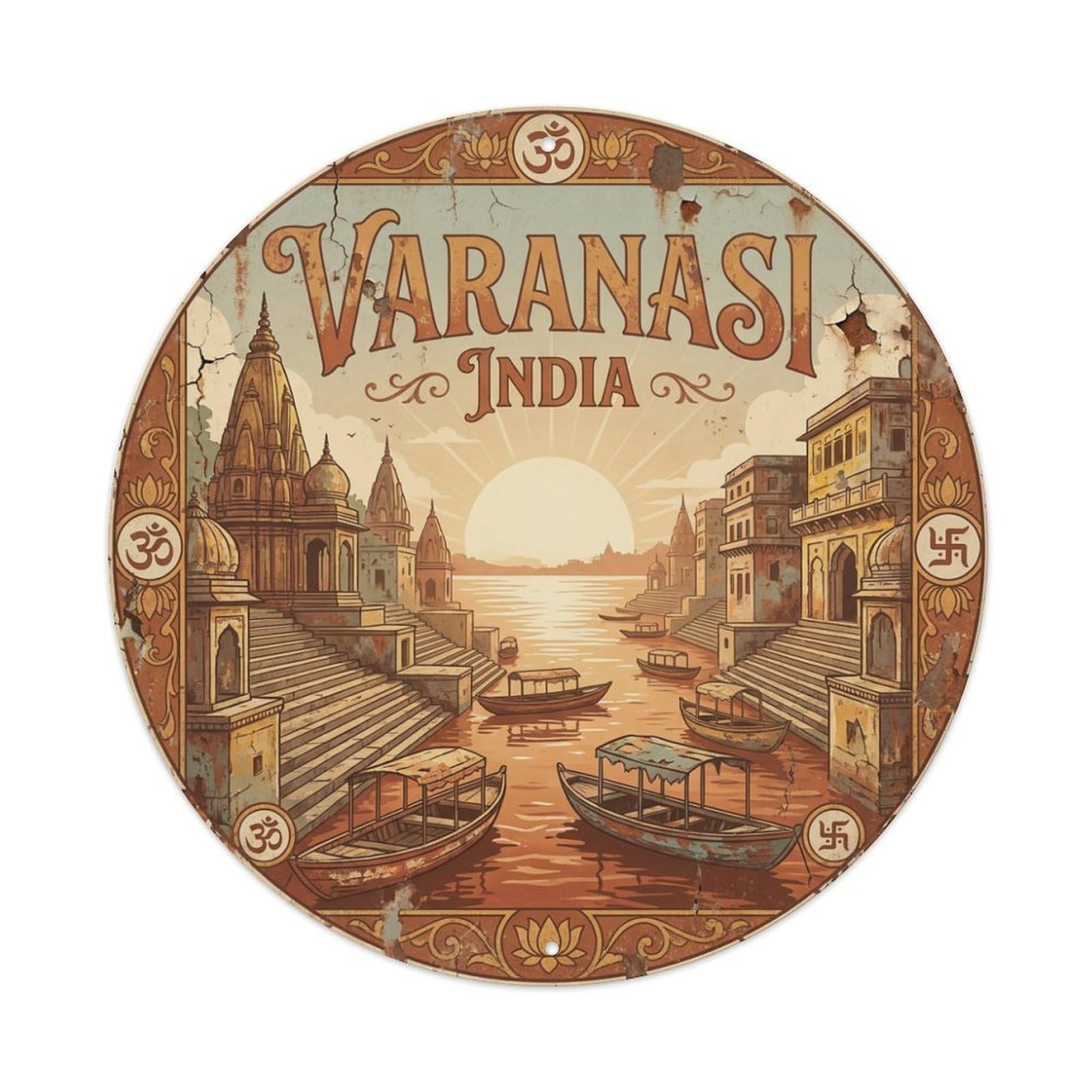 Travel Vintage India Varanasi Metal Tin Sign