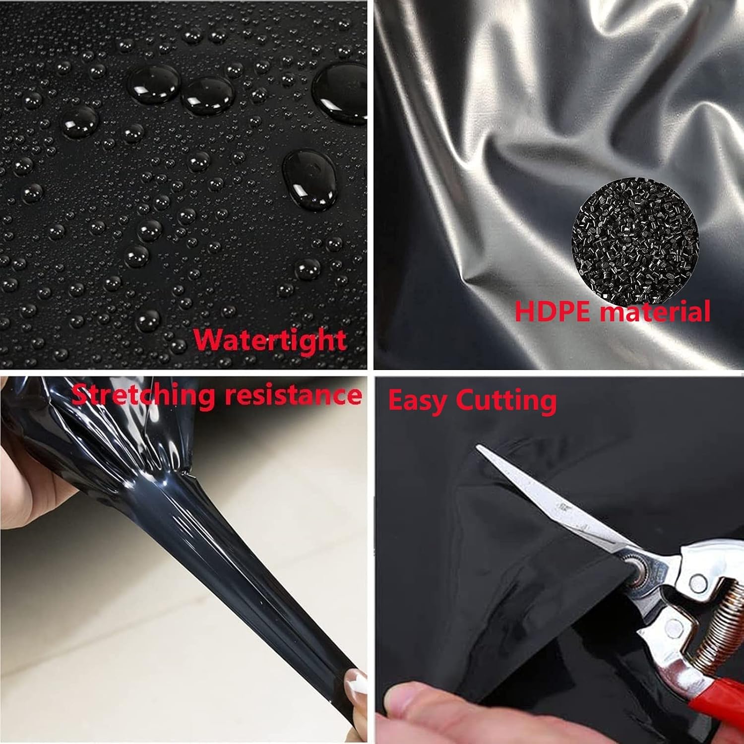 Pond Liner 8x12 for Fish & Koi Ponds, Waterproof HDPE Coating, Durable Black Liner for Garden Water Features, Outdoor Use (Size: 7x7m)