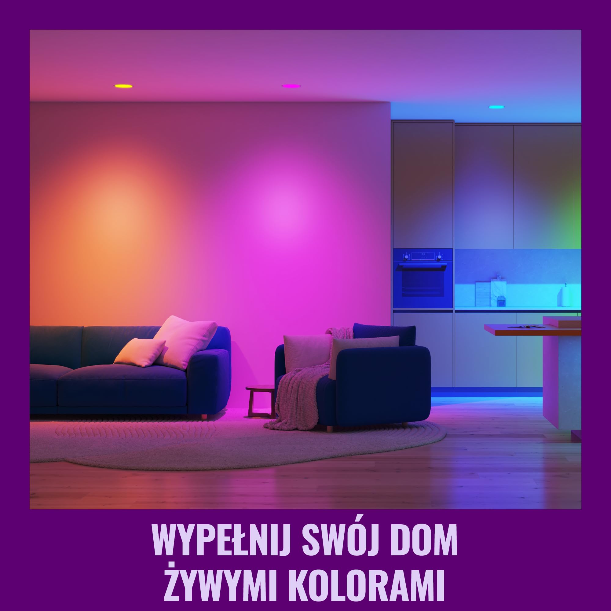 Szklany reflektor punkt WiZ Smart LED GU10, kolor i regul odcień białego światła, odpowiednik 50 W, 2200K–6500K, 345 lumenów, przyciemn, działa z Alexą, Google Assistant i Apple Home, op. 1 szt.
