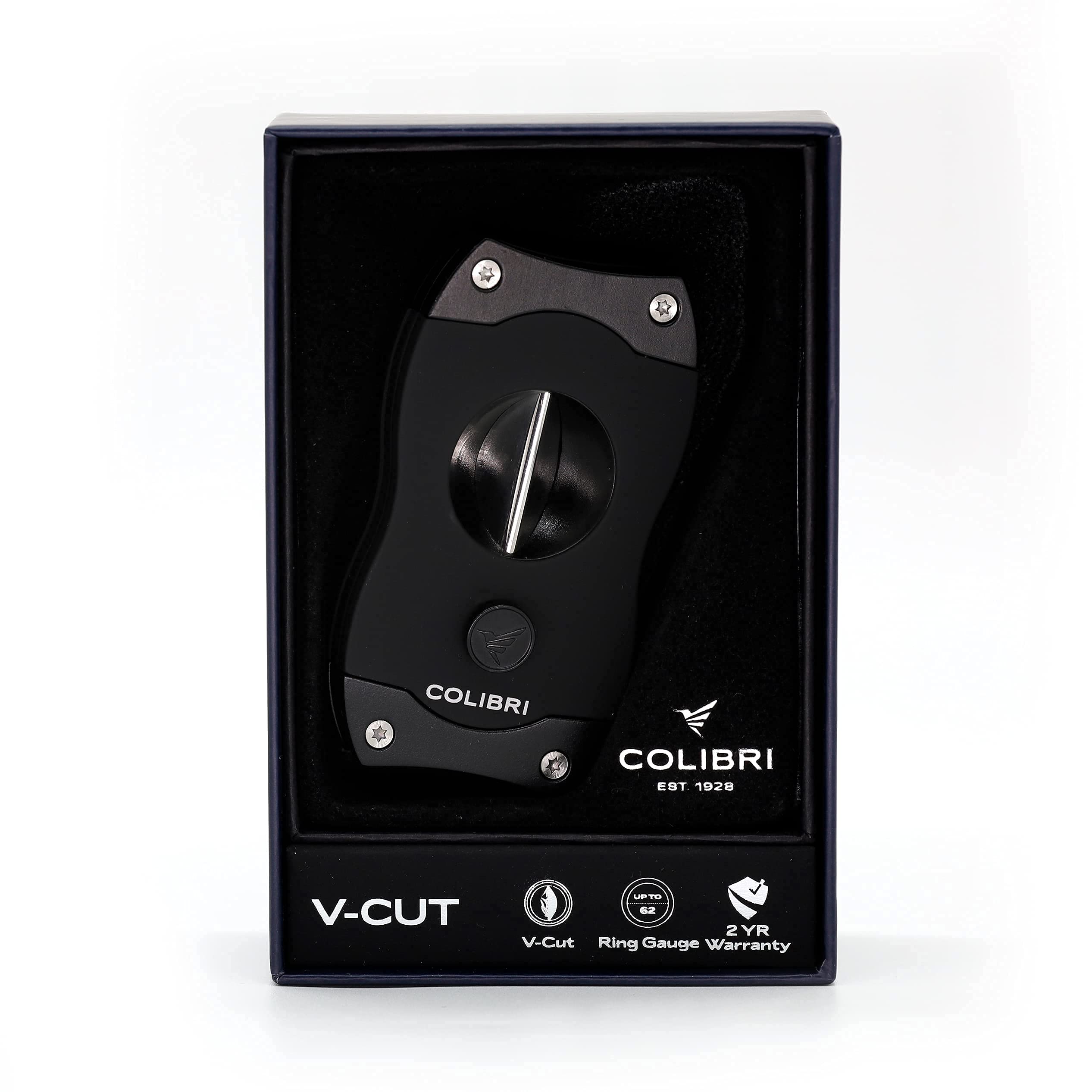 Buy Colibri VCut Cigar Cutter Black Spring Loaded Release Deep 7mm