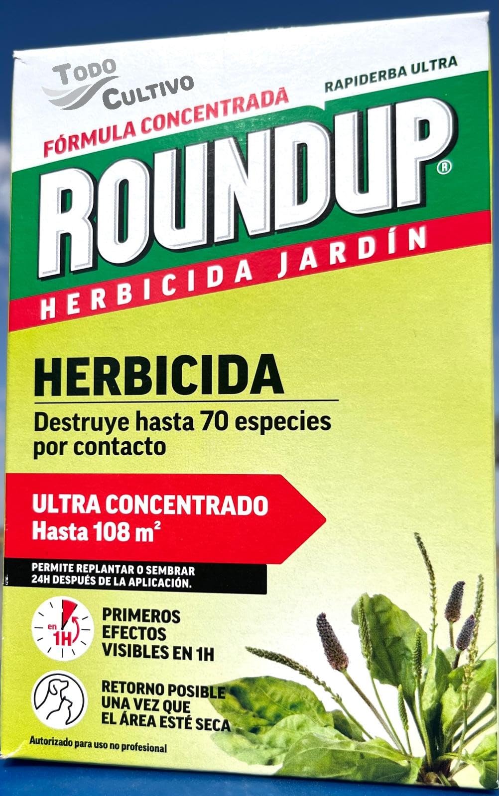 Herbicida Todo Cultivo total roundup de 250 ml. Desherbarte De rápida y total eficacia, Sin residuos