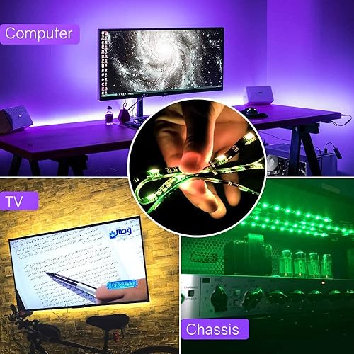 Miniatura 6 de HitLights Tira de luces LED precortadas, 3/4 x 12 pulgadas, tira de luz LED flexible que cambia de color, kit de acento 5050 LED con control remoto