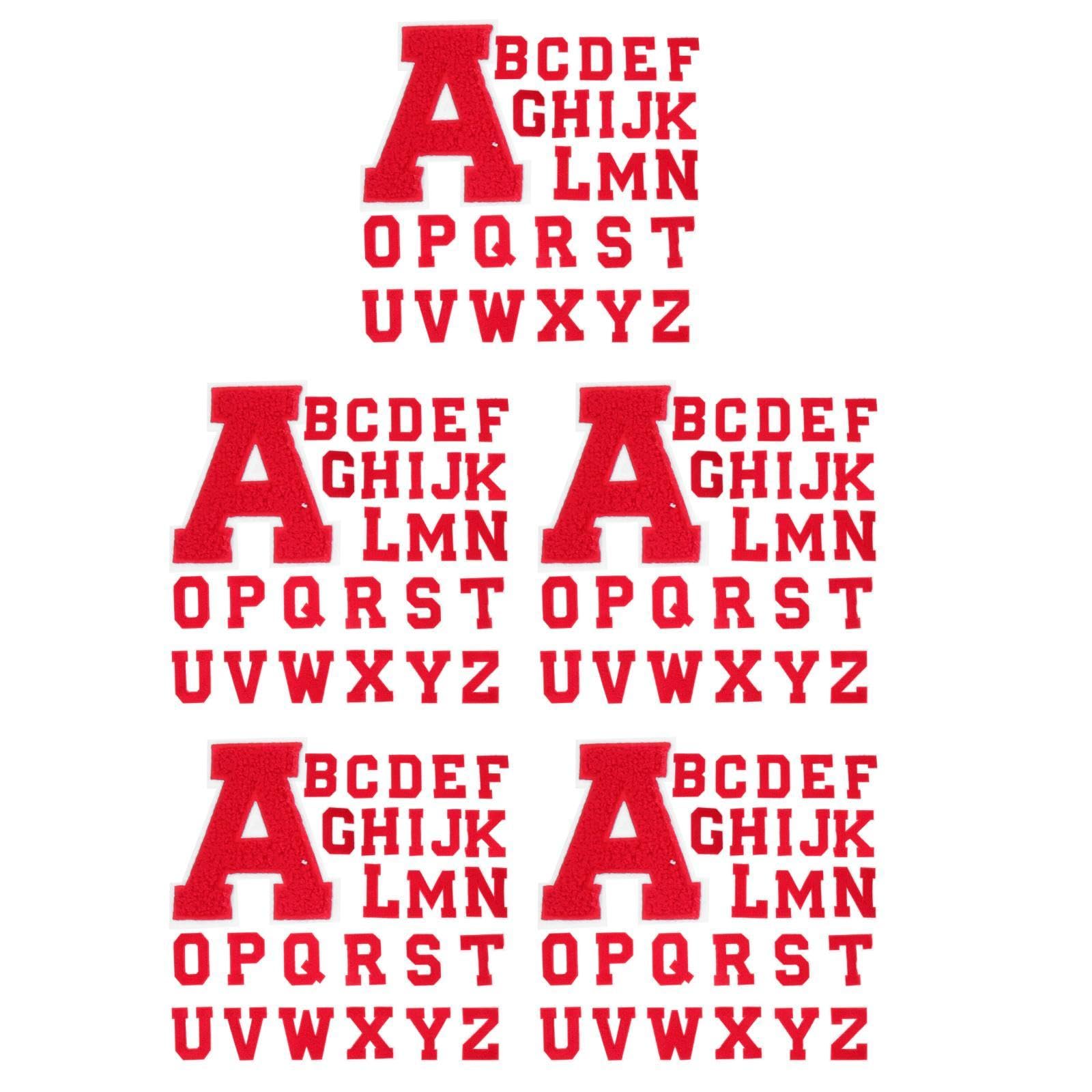 HOMSFOU 5 Set Toppe Ricamate Con Lettere Logo In Ciniglia Lettere Assortite Per Cucire Indumenti Toppe Per Cappelli Per Vestiti Giacche Cappotti Vestiti Per Decorazione 26 pezzi*5