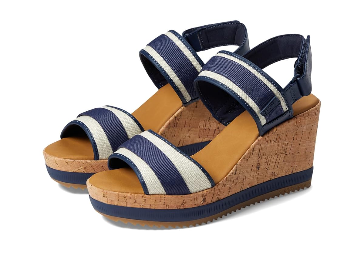  SLIPPER スウェード　NAVY US9 Waves Navy Blue and Black Geometric Tapered Flip Flops