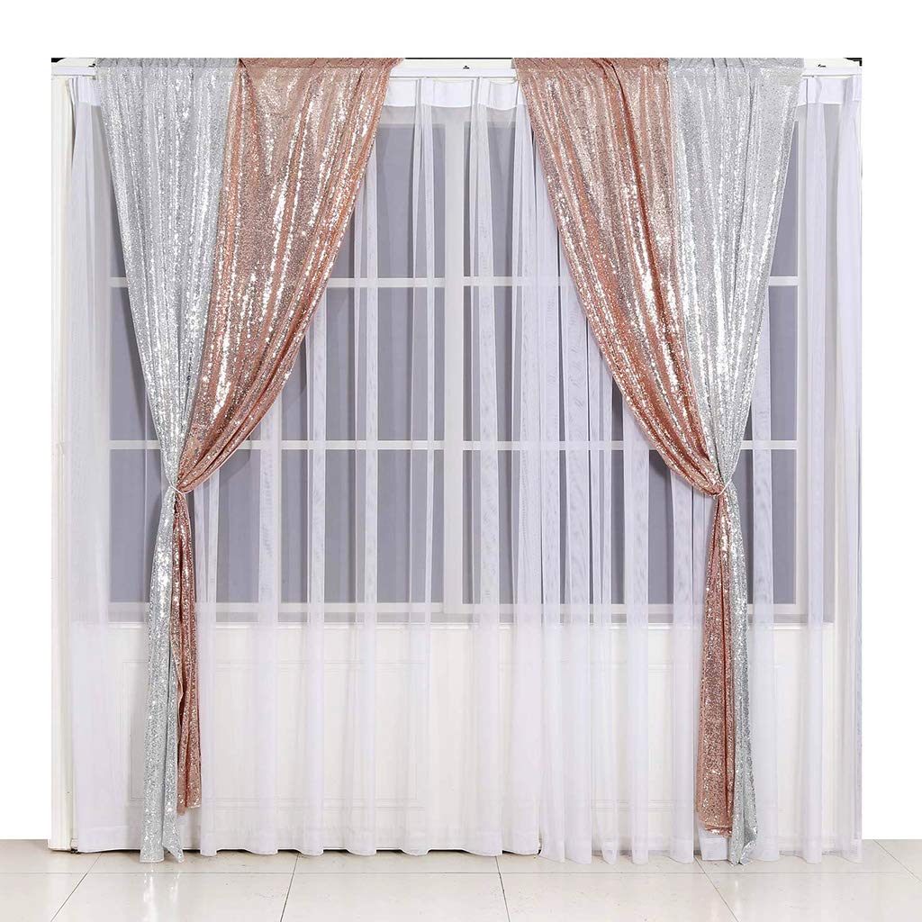 2Pieces Sequin Backdrop 2ftx8ft(60x243cm) Shiny Seamless Photo Booth Curtain for Party Wedding Decoration Photo Background, Iridescent — view 204