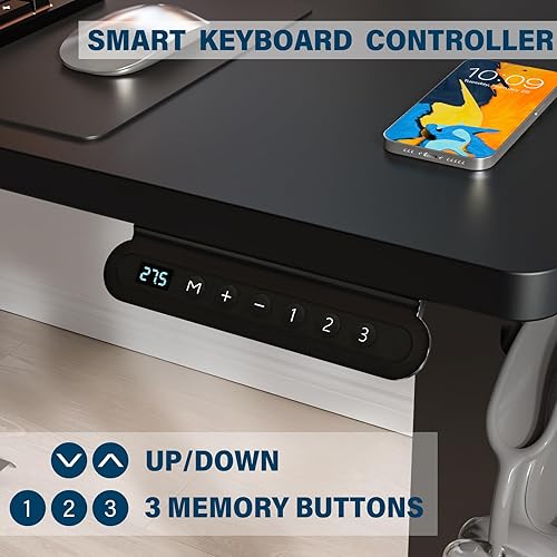 Miniatura 8 de Kingant Escritorio eléctrico de altura ajustable, escritorio de computadora para sentarse de pie de 48 x 24 pulgadas con memoria preestablecida,