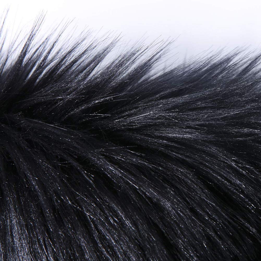 Faux Schaffell Wolle Teppich Schwarz 40 x 60 cm dick waschbar maschinenwaschbar Allergie Imitat Toison Moquette