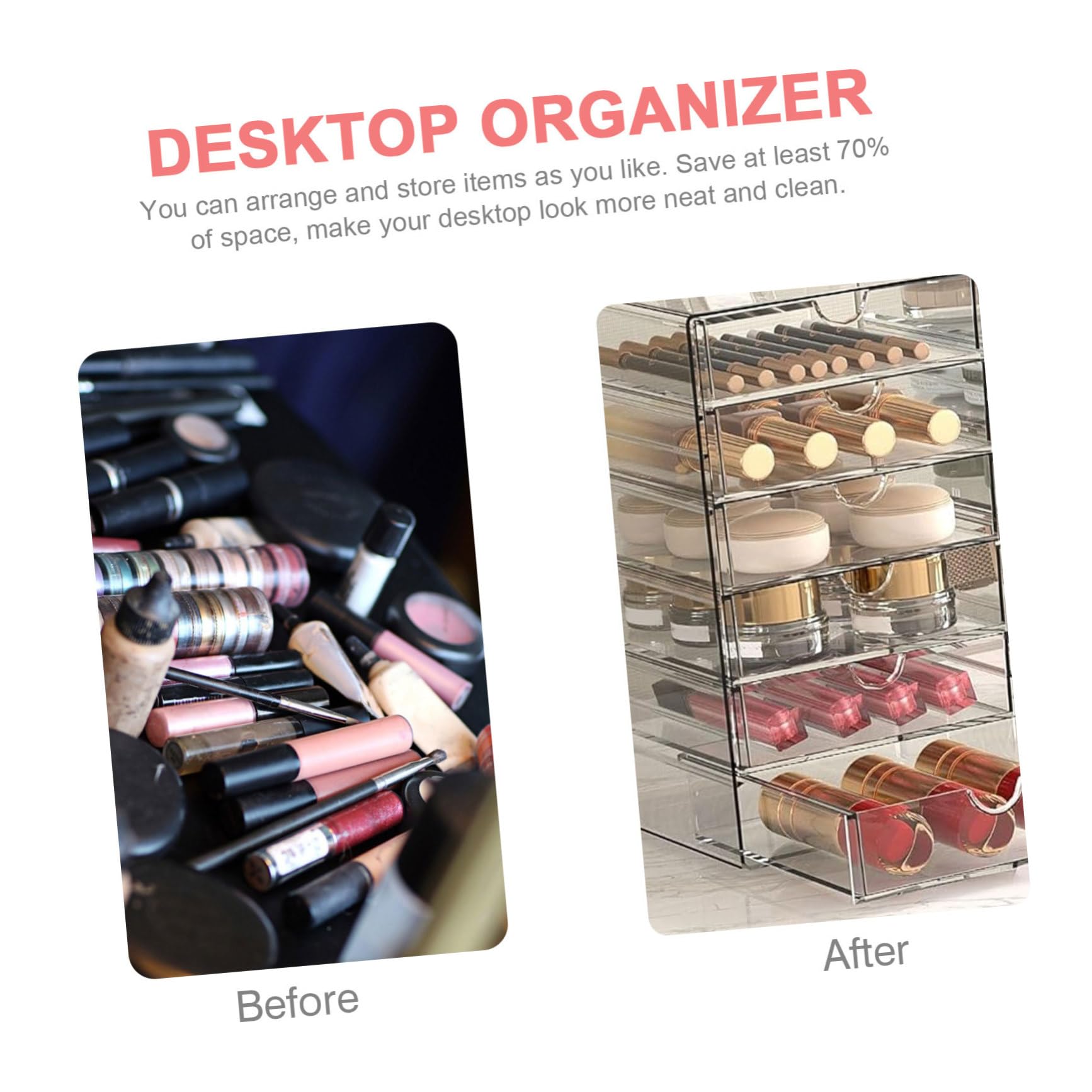 Happyyami Organizador de Maquillaje Acrílico con 5 Cajones Versátil y Fácil de Limpiar para Decoración de Escritorio y Almacenamiento de Cosméticos