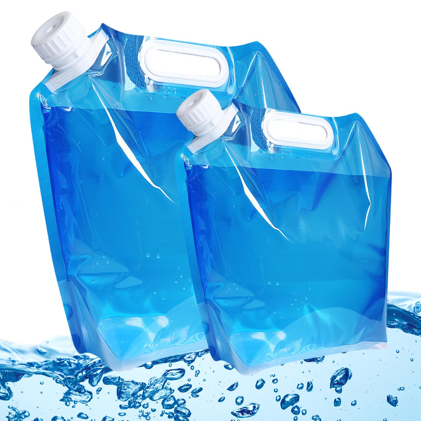 10L+5L Folding Drinking Water Container Storage Bag Pouch for Camping Hiking Picnic BBQ (Blue)