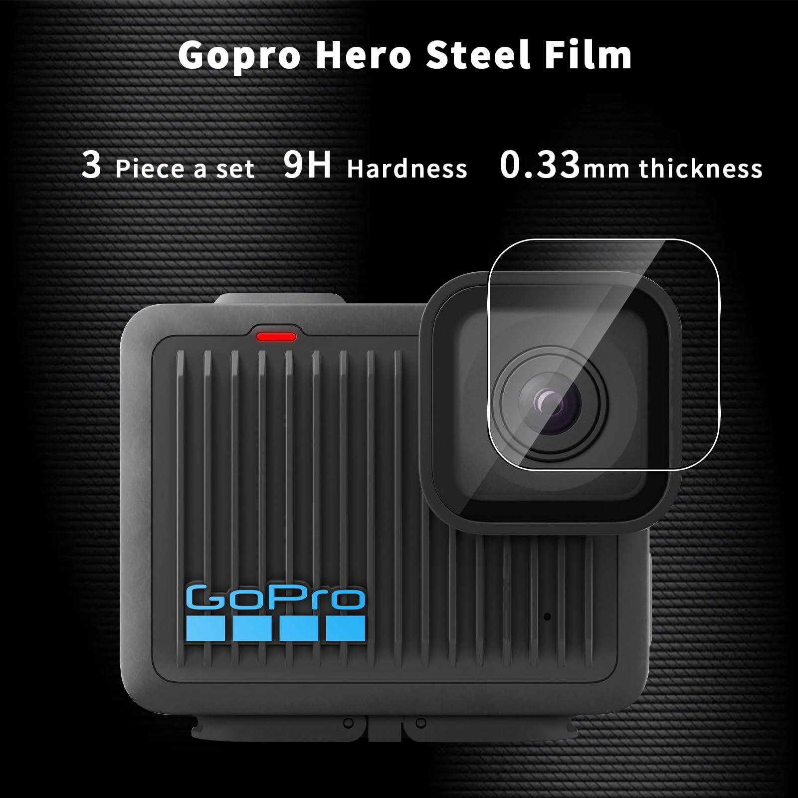QULLOO Pellicola Protettiva per GoPro LIT Hero/GoPro Hero, 2 Pezzi Film Vetro Temperato Schermo+2 Pezzi Pellicole Protezione Fotocamera Posteriore, Durezza 9H, Anti-Scratch, HD Chiaro