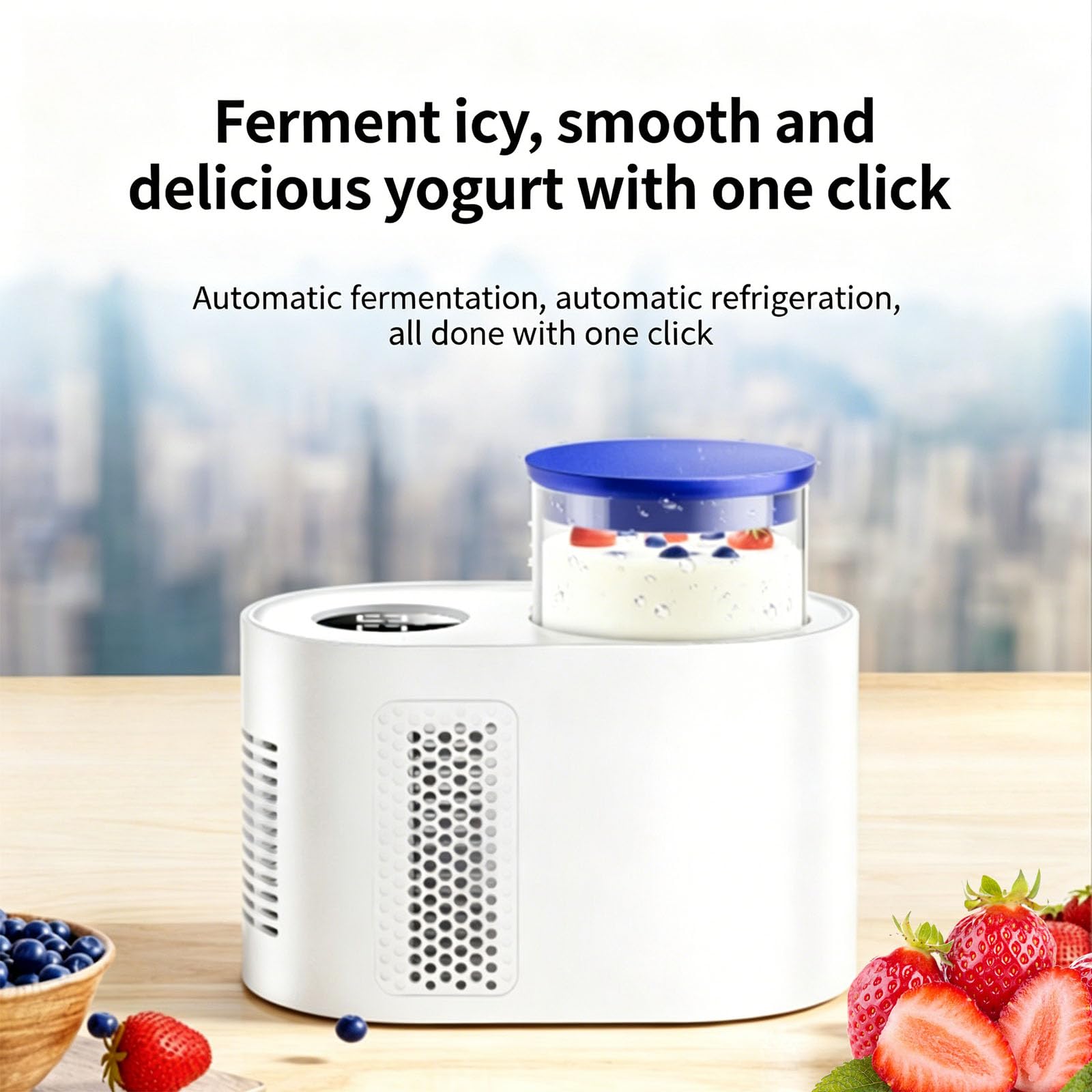 Yogurtiera Intelligente con Funzione Caldo/Freddo per fermentazione, Riscaldamento, Raffreddamento e Mantenimento in Caldo, Ideale per preparare Yogurt Fresco (White)