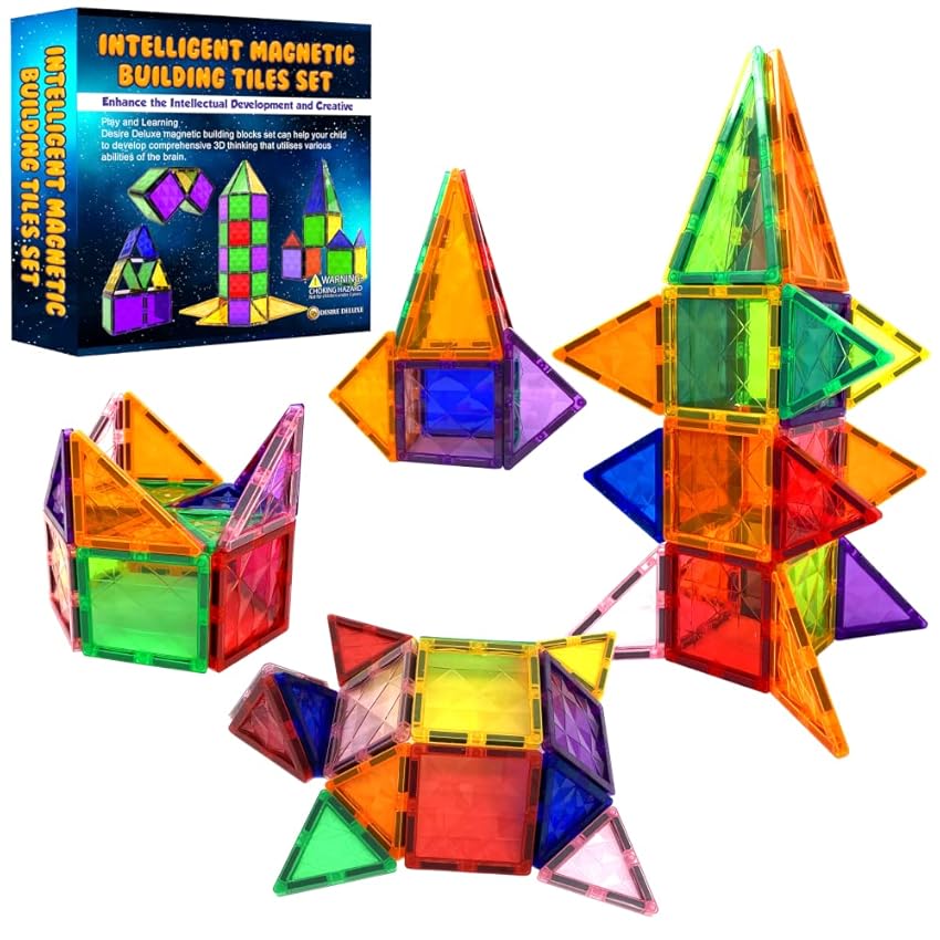 Immagine del prodotto Desire Deluxe Montessori - Mattonelle magnetiche per bambini, giocattoli per ragazzi e ragazze, set di costruzione educativa per l'apprendimento regalo - compleanno, per 3-8 anni (37 pezzi).