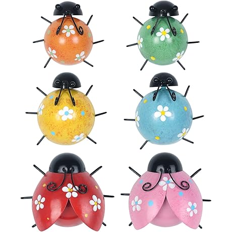 YEAHOME 3D Metal Ladybugs Wall Decor: Vibrant Outdoor Spring Porch Bliss