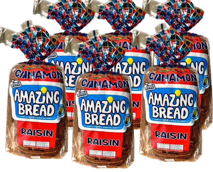Jim's Amazing Cinnamon-Raisin Bread - Made with Whole Cell Wheat/All Natural / 2lb Loaf - 6 Loaves
