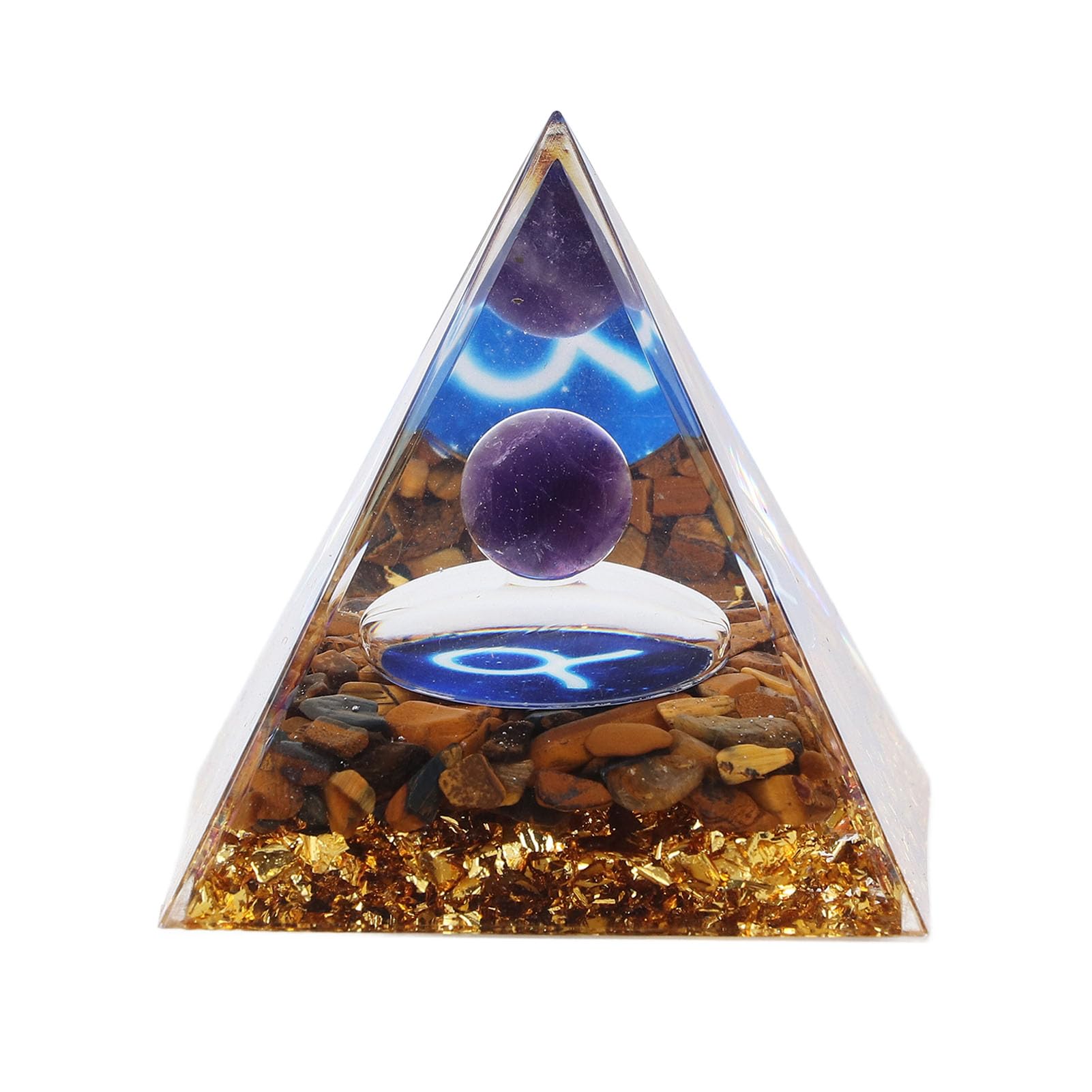 Healing Power Stone Pyramid, Constellation Energy Pyramid Stone Resin Handcrafted Clear Eliminate Negative Energy for Living Room (#3)