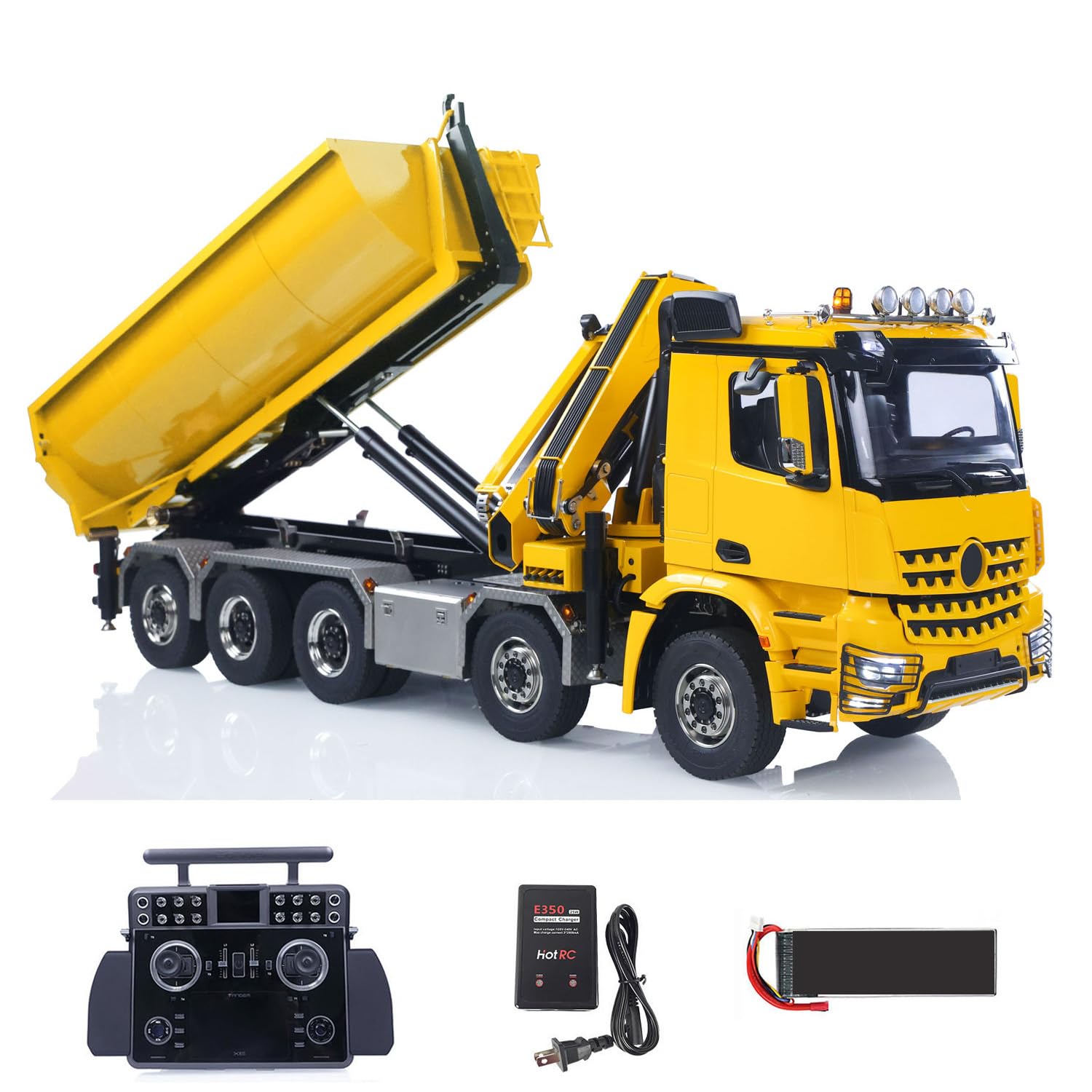 TOUCAN RC HOBBY 1 14 10x10 Radio Controlled Hydraulic Crane Dump BZ Metal Lorry Car Rear Axle Steering