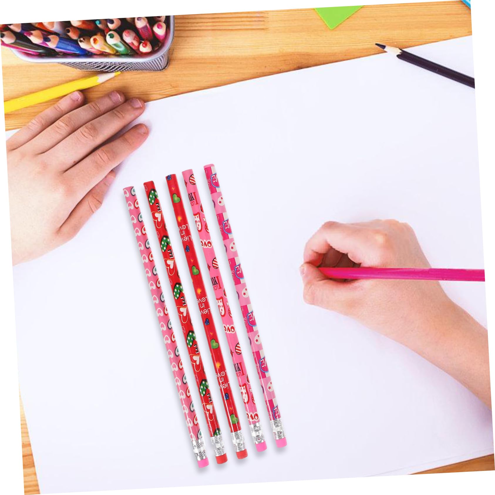 VILLCASE 5 Sätze Valentinstag Bleistift Pastell Textmarker Bleistifte Für Erwachsene Bleistift Pastelle Bleistifte Pastellstifte Doppelt Geknetet Einziehbar Led Radiergummi 48 Stück * 5