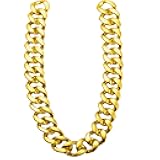 Spooktacular Creations Chunky Fake Gold Chain for Hip Hop Rapper Costume Jewelry, Fake Plastic Gold Necklace Accessories for 80s 90s Men Women Halloween Costume Dress Up Party Props
